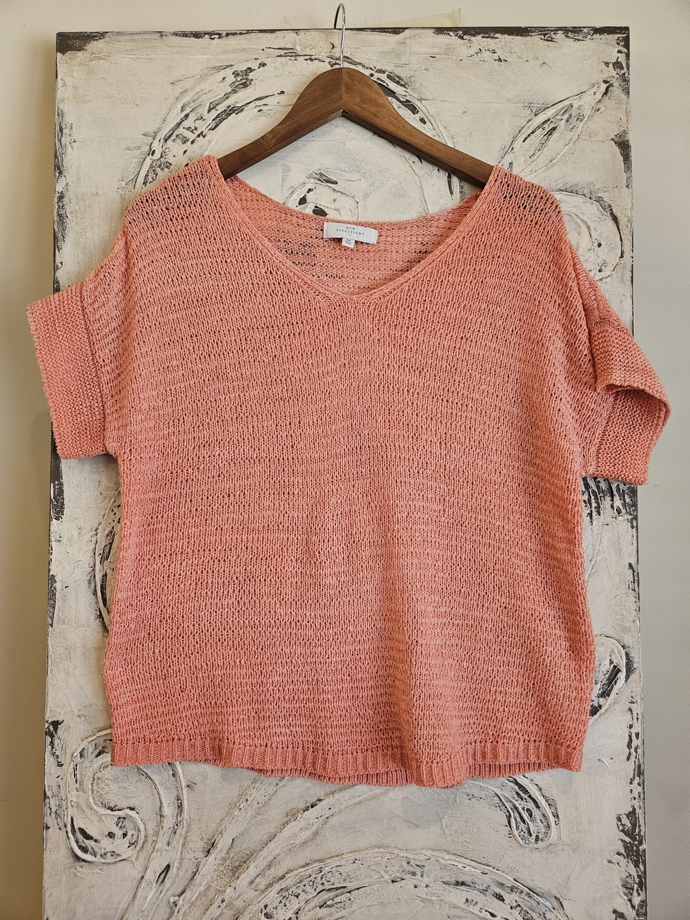 Lightweight Coral Knit V-Neck Sweater
